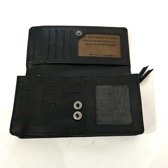 New Black Leather Wallet by Spikes & Sparrow - Picture 1 of 12